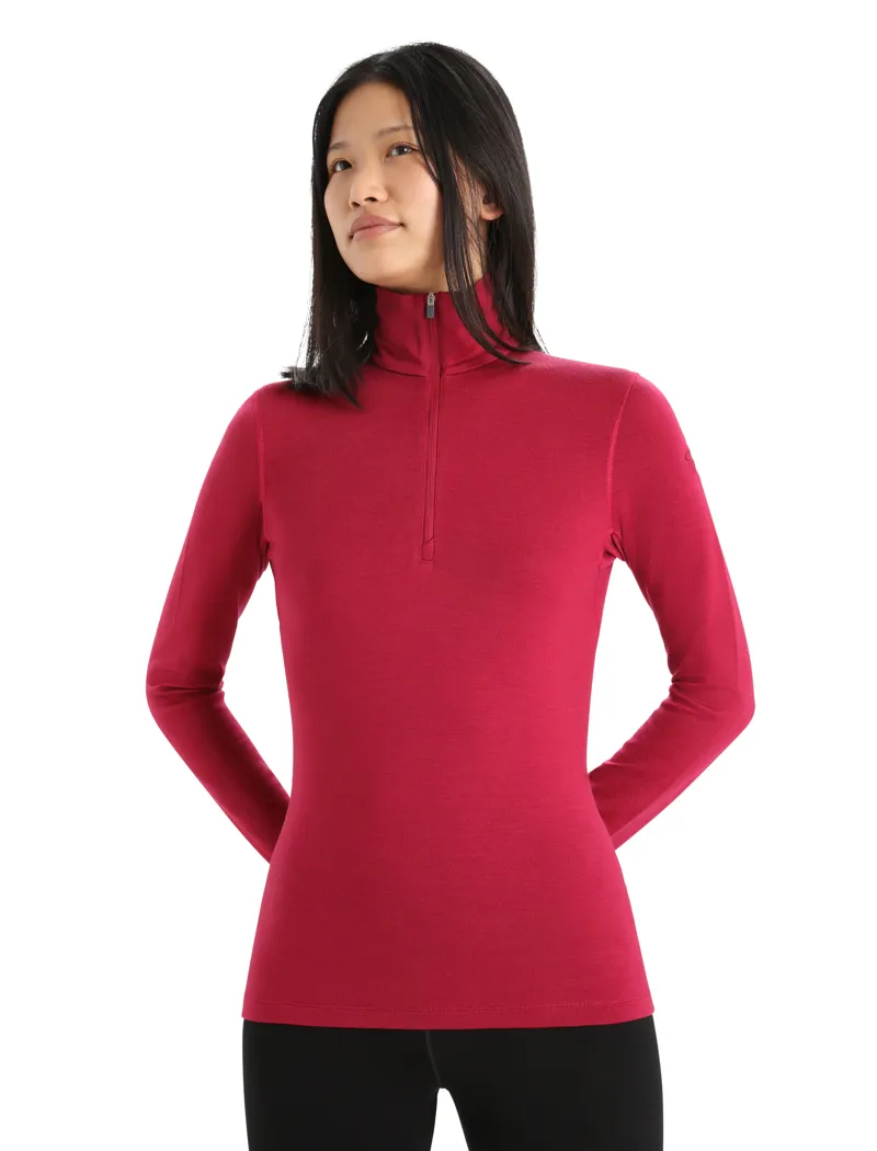Icebreaker Womens 260 Tech Long Sleeved Half Zip - Cherry-1